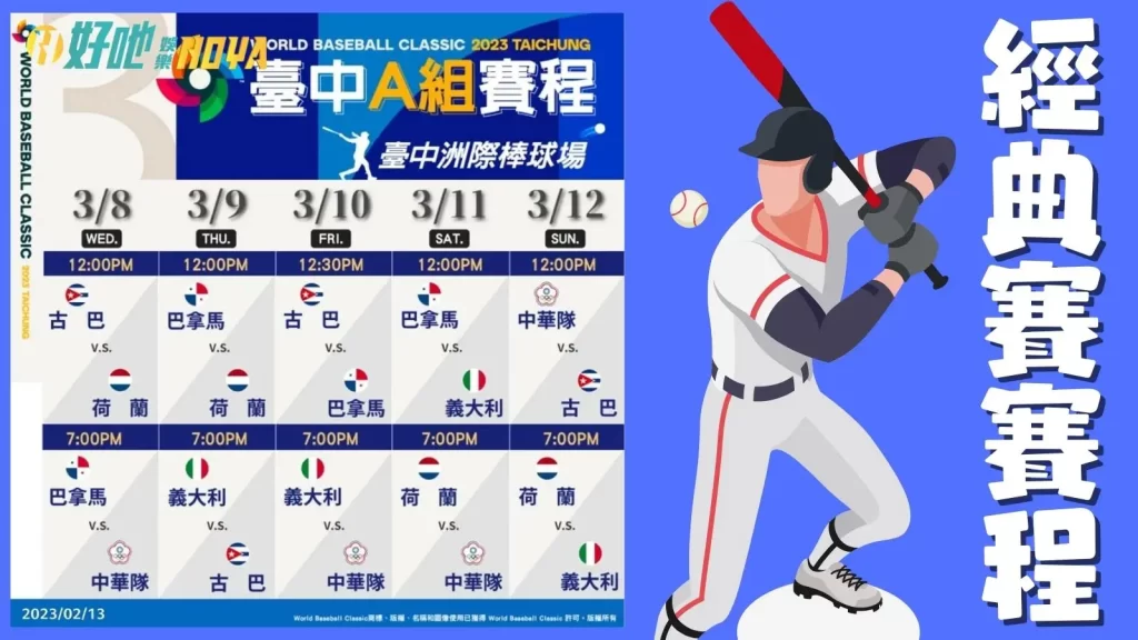 2023棒球經典賽中華隊賽程